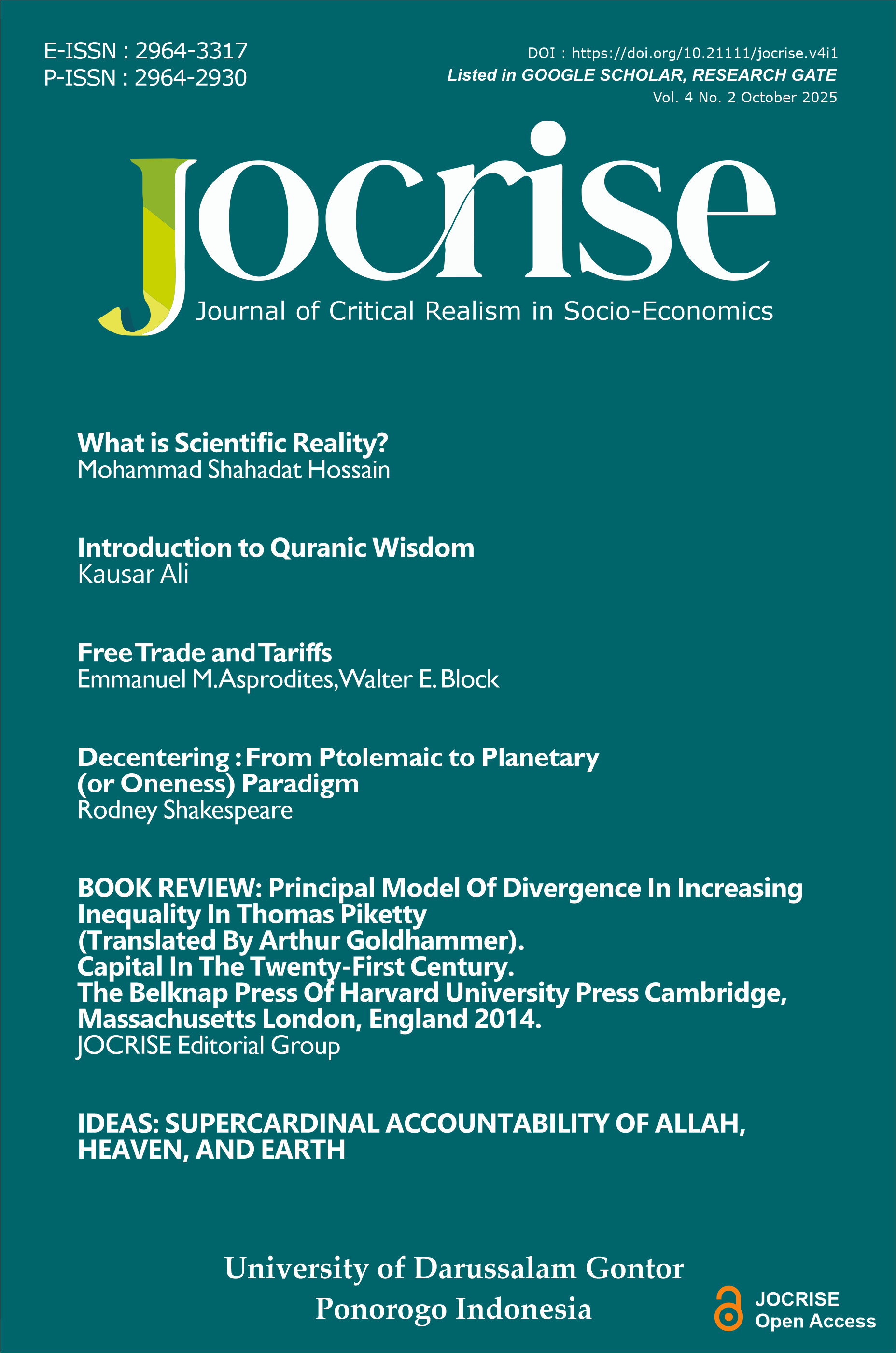 					View Vol. 4 No. 1 (2025): Supercardinal Accountability of  Allah, Heaven, and Earth
				